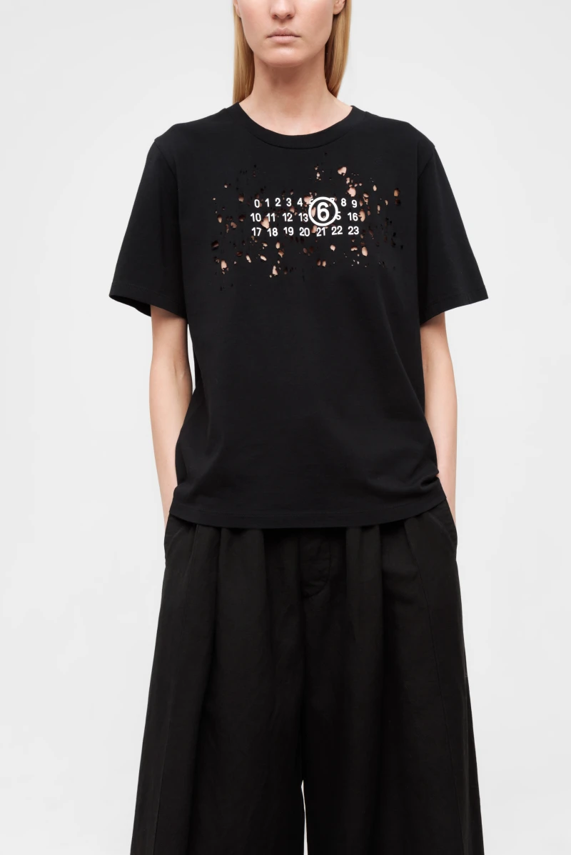 Футболка MM6 Maison Margiela worn numbers t-shirt black 9050231232