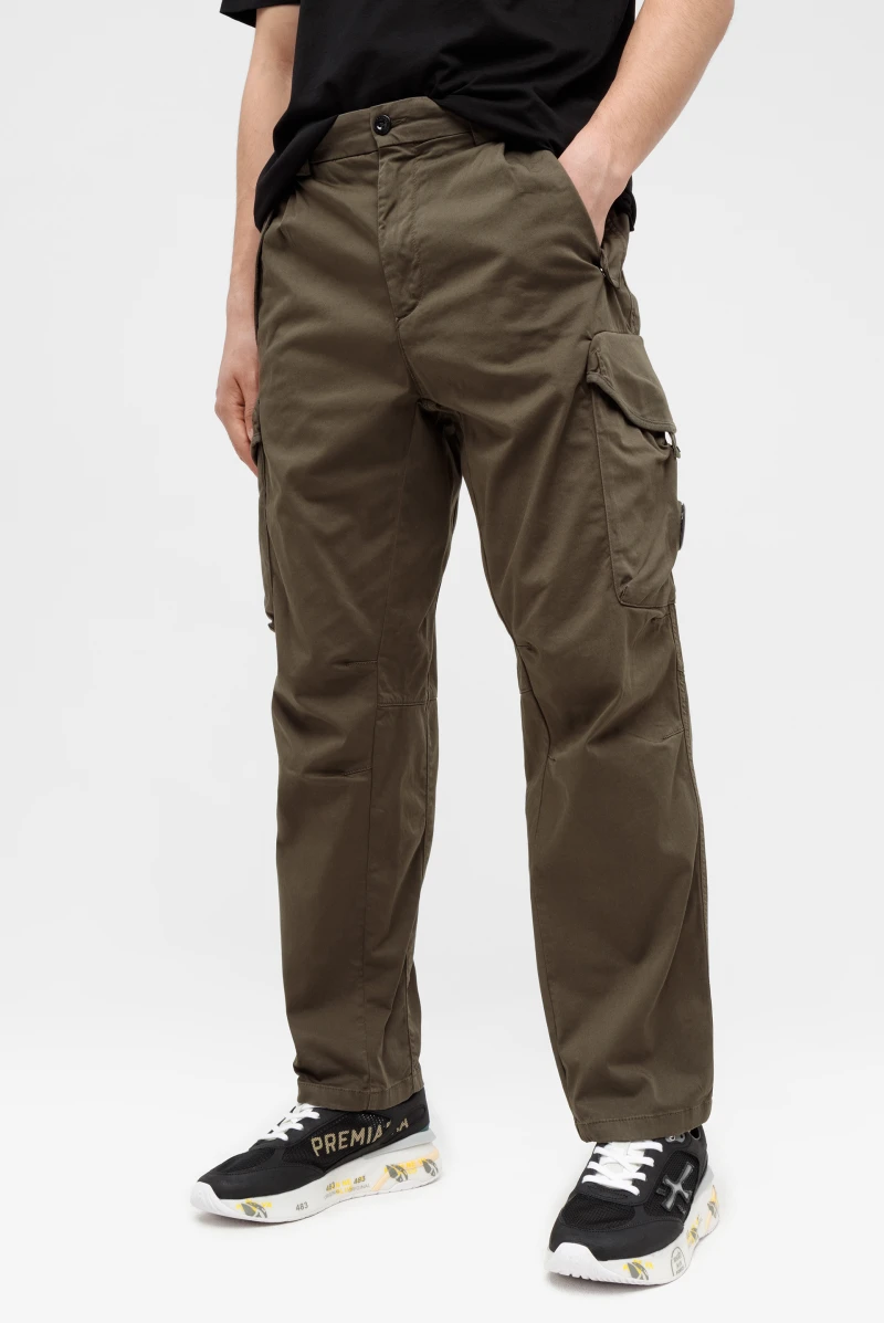 Брюки C.P. Company stretch sateen loose fit cargo pants ivy green