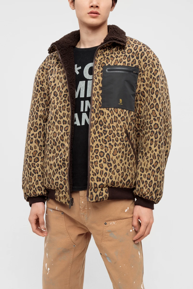 Куртка R13 back zip windbreaker leopard w/brown 9153231030