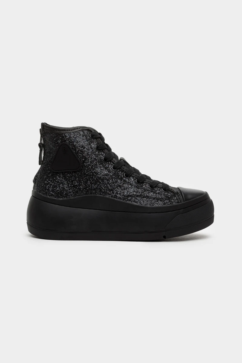 R13 kurt high top sneaker all black sparkle 9153241014 34190 Leform