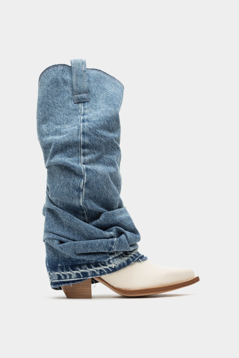 Denim cowboy boots best sale