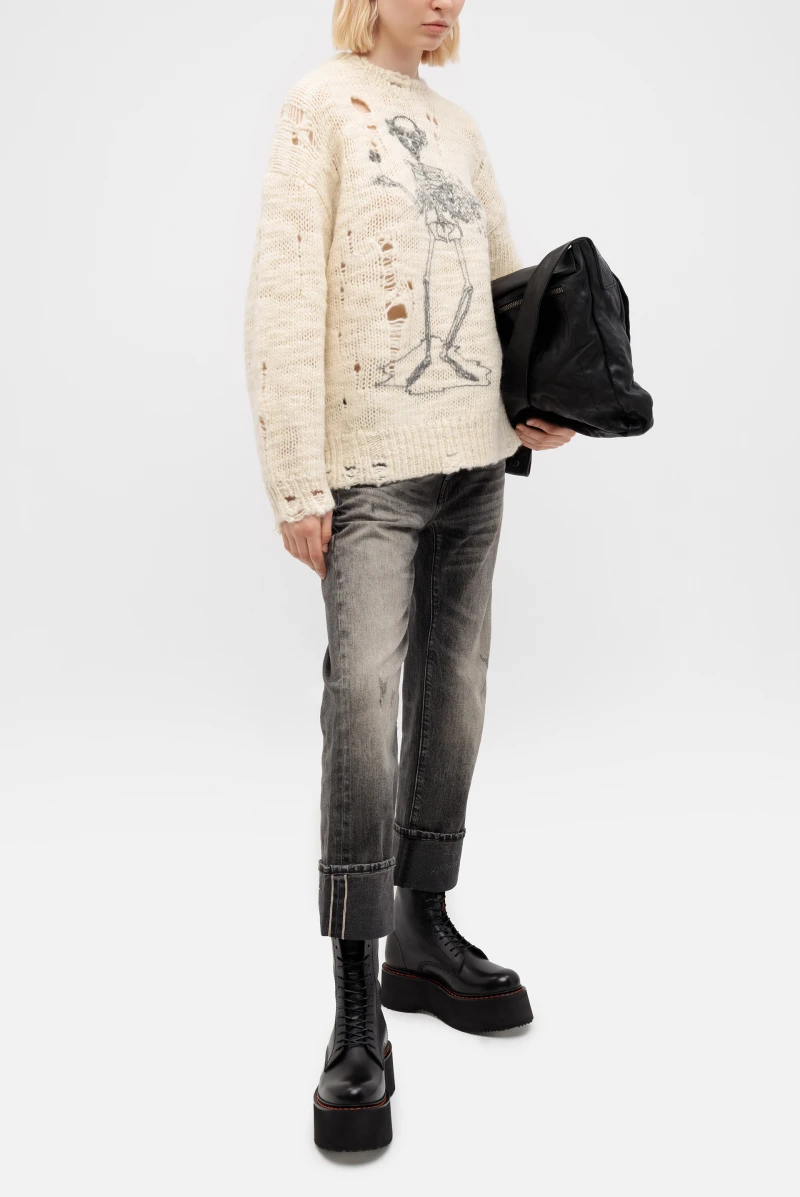 Джемпер R13 distressed sweater cream 9153242071 - купить в Москве