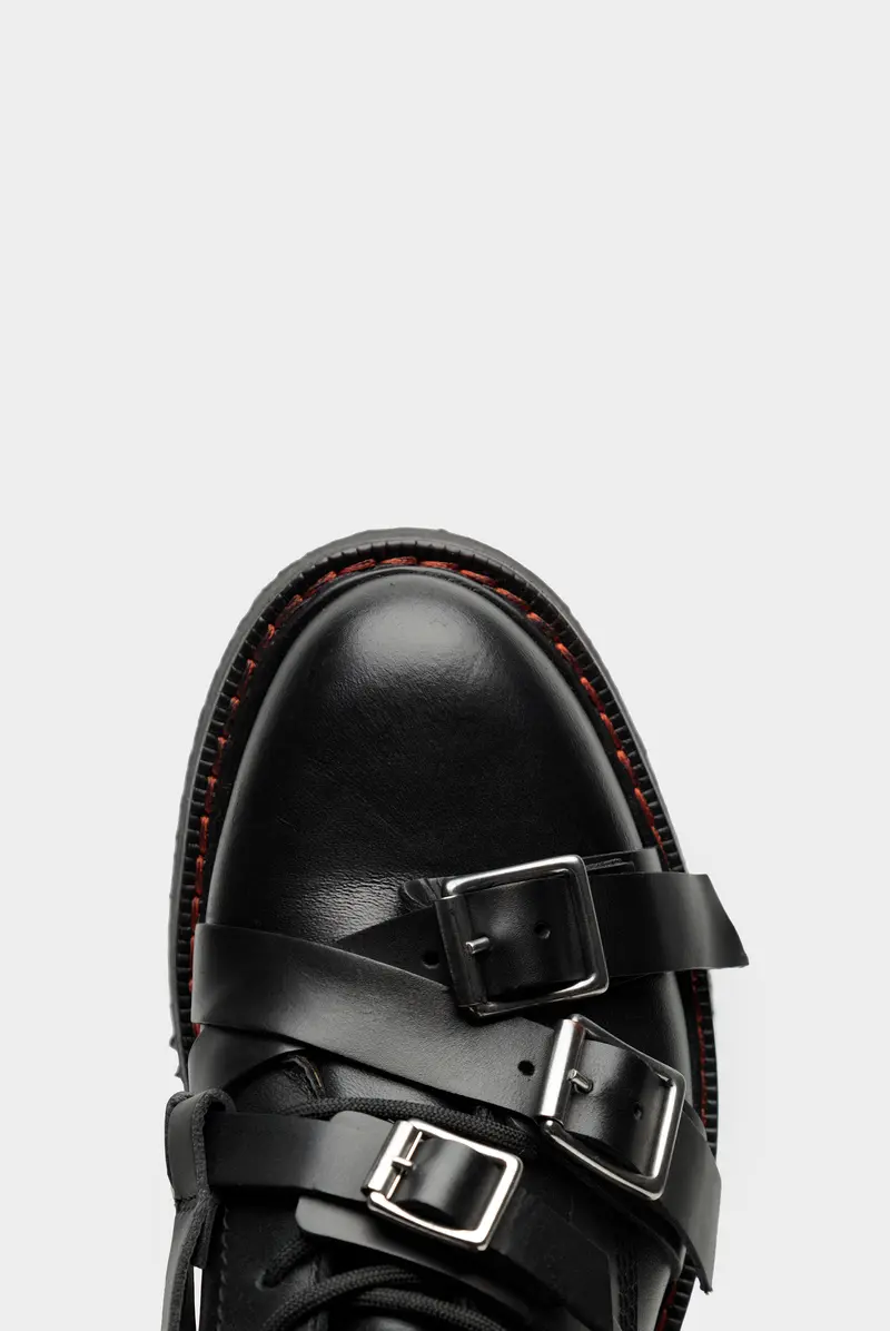 靴 phenomenon biker boots archive opium Ботинки R13 strapped double stack boot black leather 9153252075