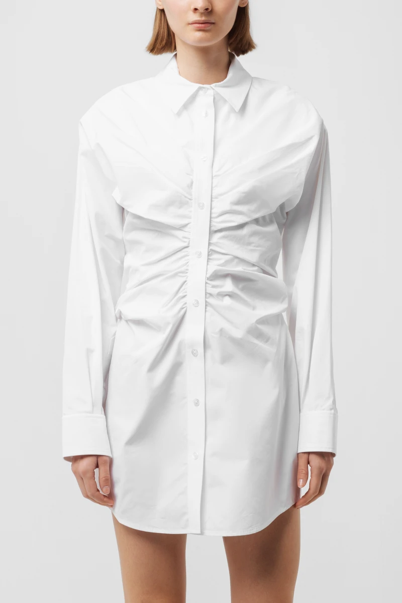 Alexander Wang pulled shirt dress with back cummerbund white 9336221134 35990 Leform