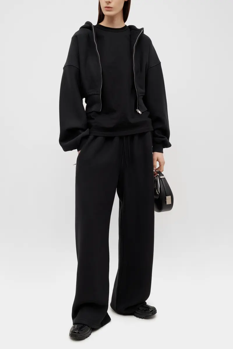 Худи Alexander Wang cropped zip up hoodie with branded seam label