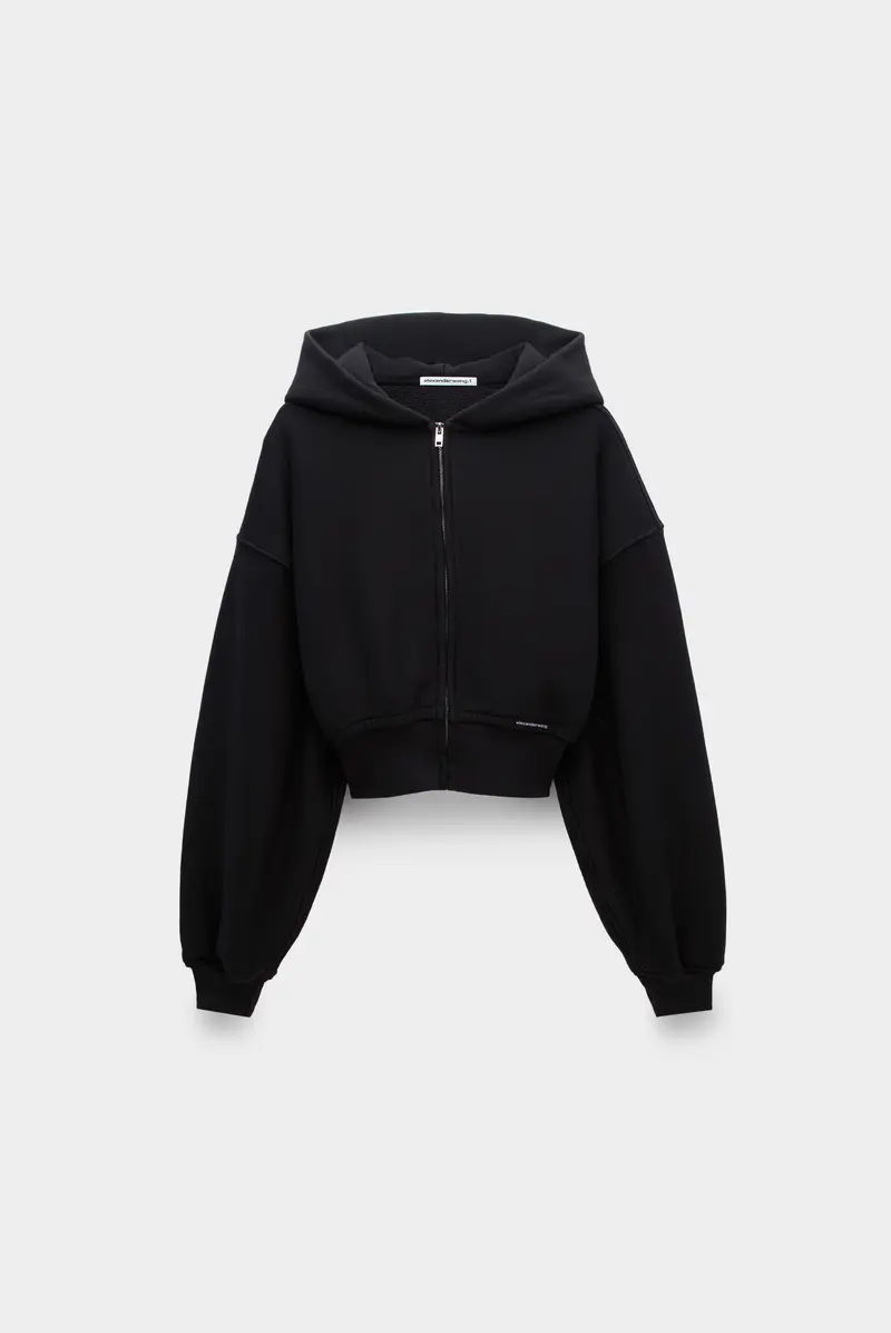 Худи Alexander Wang cropped zip up hoodie with branded seam label