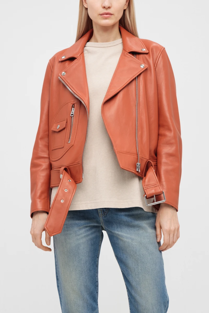 Acne Studios leather biker jacket rust red 9460231059 87490 Leform