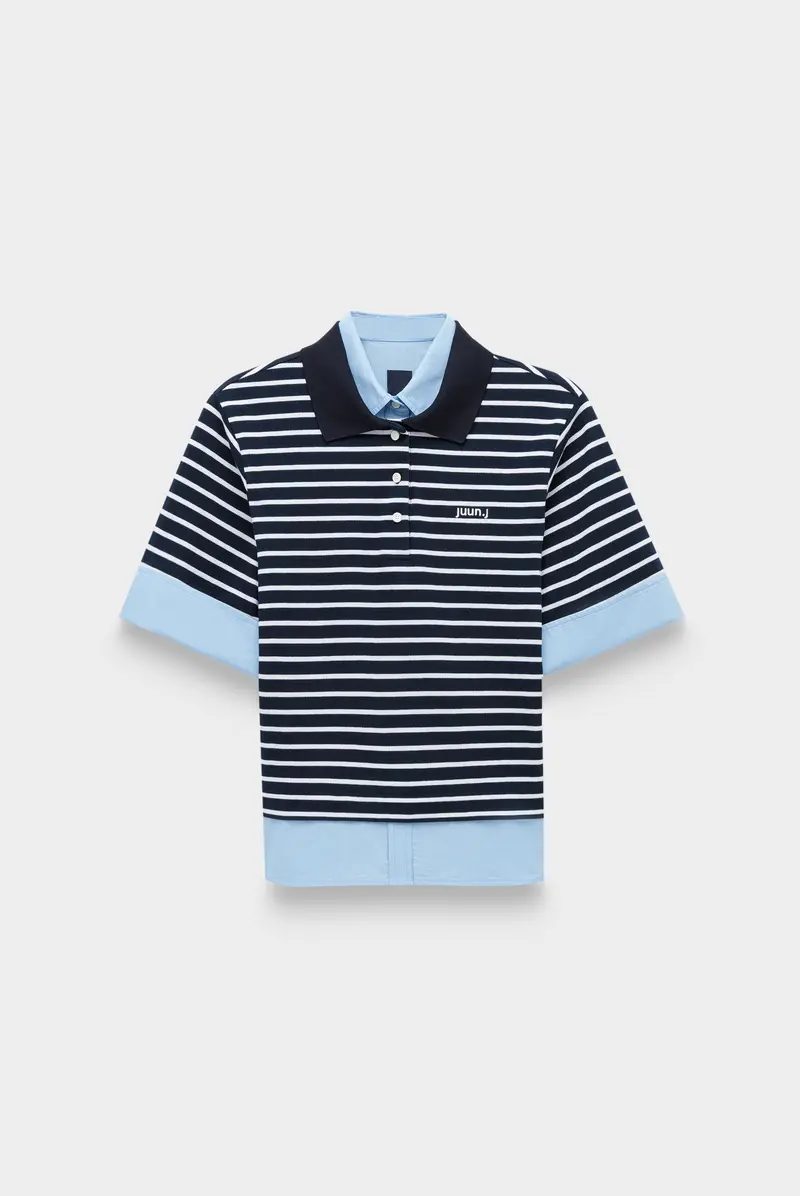 Рубашка Juun.J double layered stripe polo shirts 9676261099
