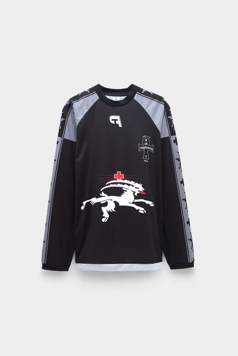 oops × itsuki(xogul) long sleeve Лонгслив Prototypes inside out football long sleeve grey