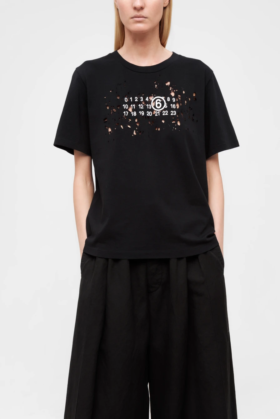 Футболка MM6 Maison Margiela worn numbers t-shirt black 9050231232