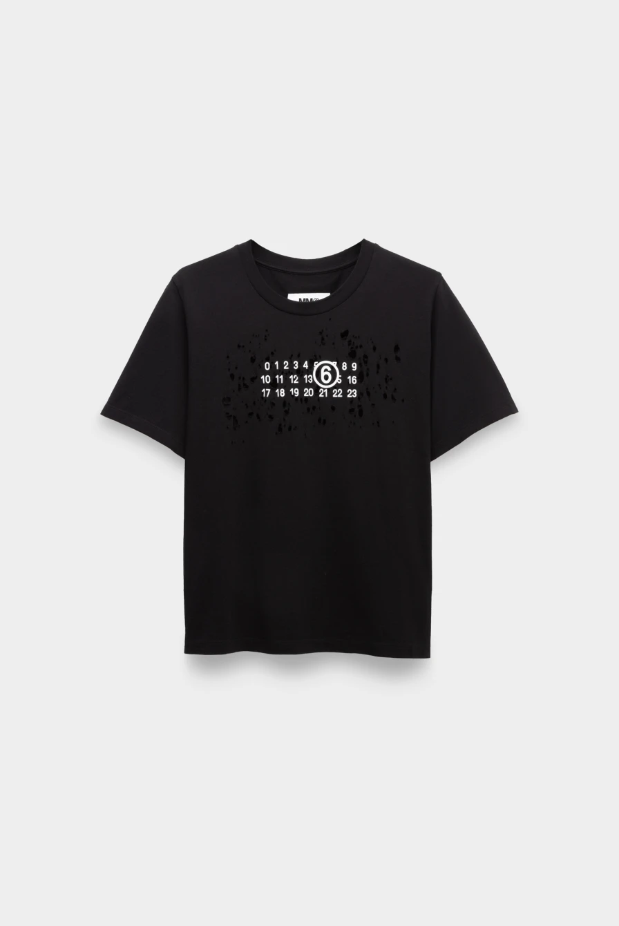 Футболка MM6 Maison Margiela worn numbers t-shirt black 9050231232