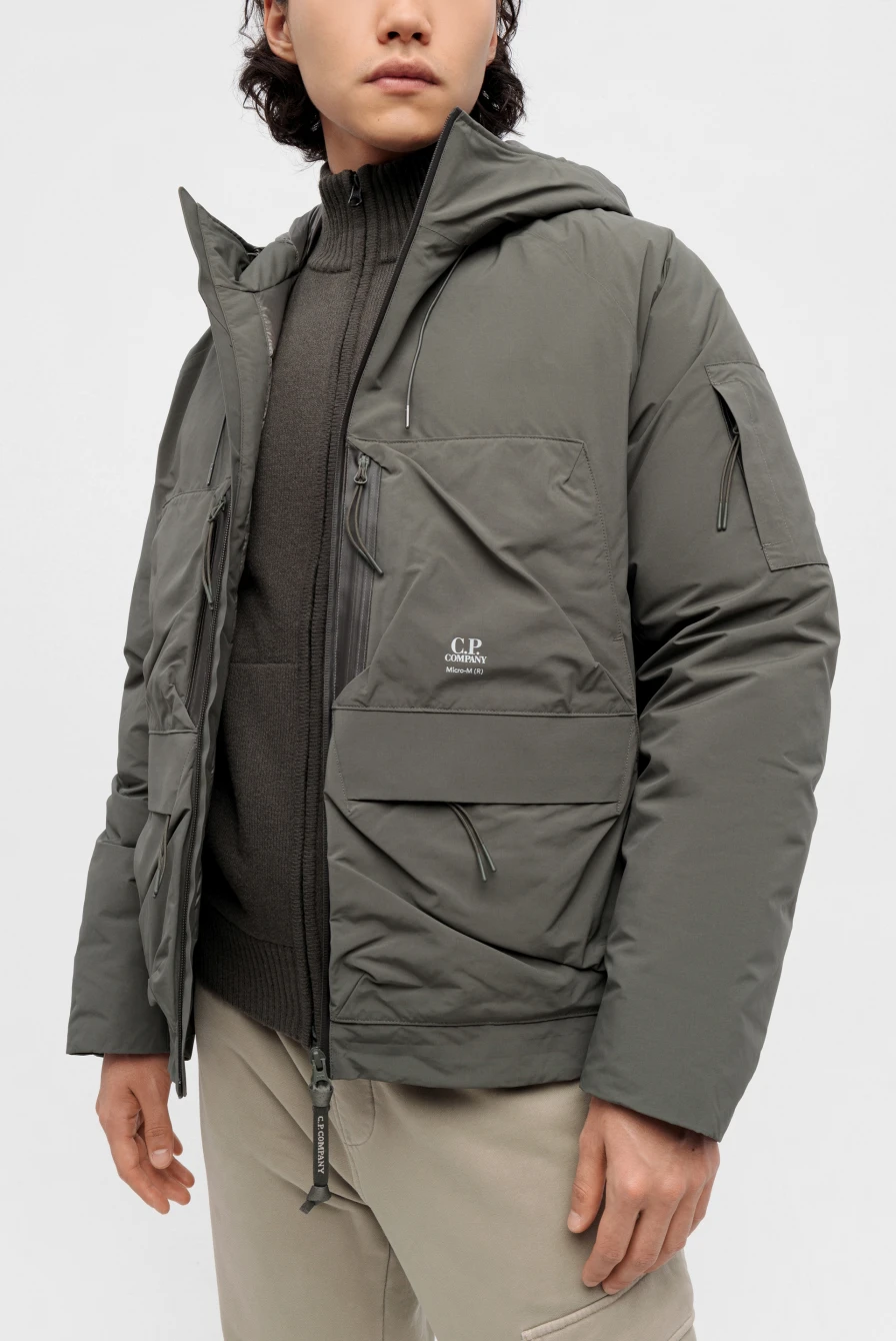 Пуховик C.P. Company micro-m (r) hooded down jacket olive night