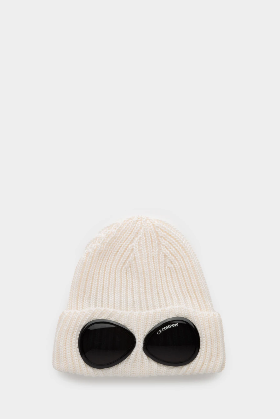 Шапка C.P. Company extrafine merino wool goggle beanie gauze white