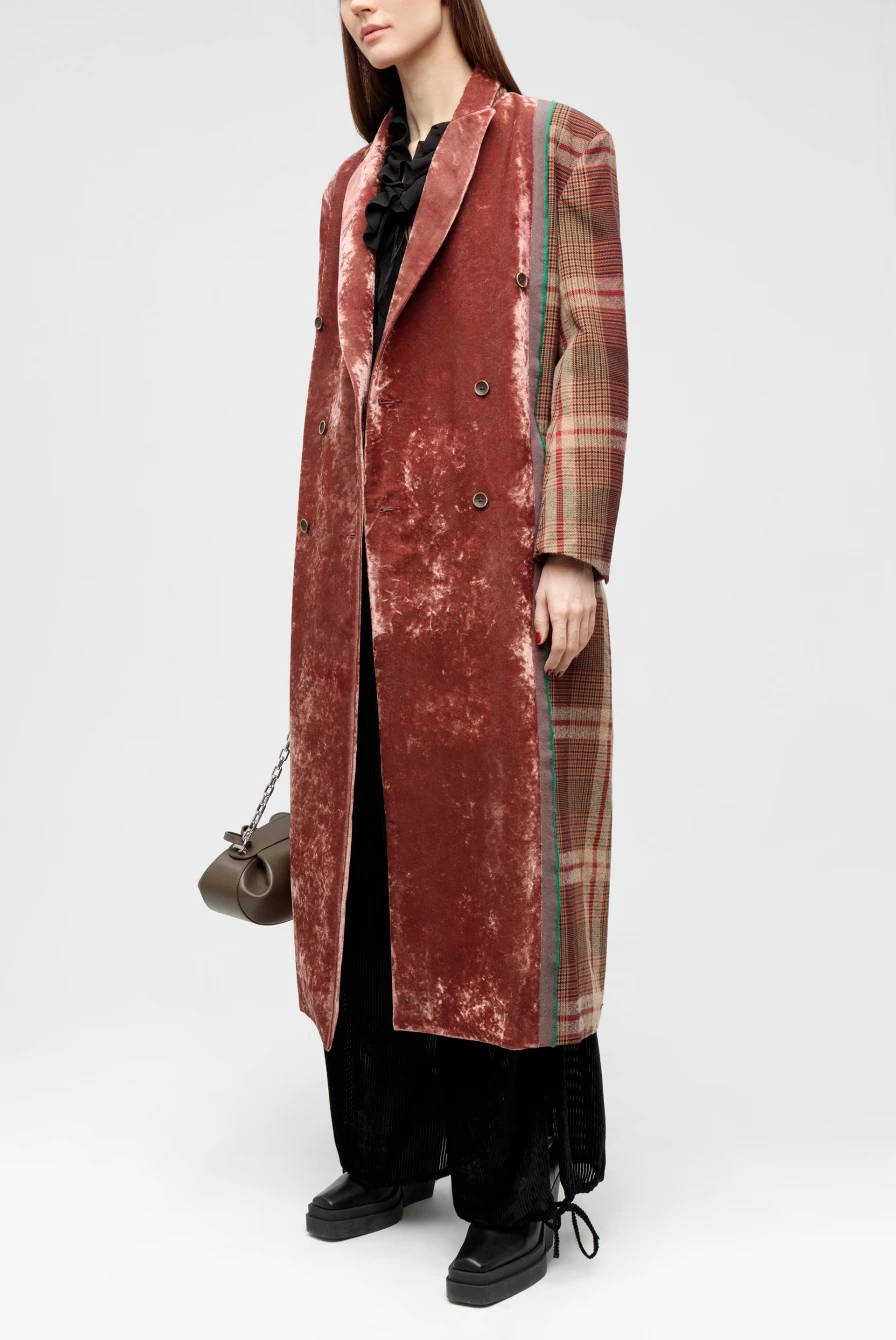 Пальто Uma Wang callie coat tan/black/red 9364231090 - купить в