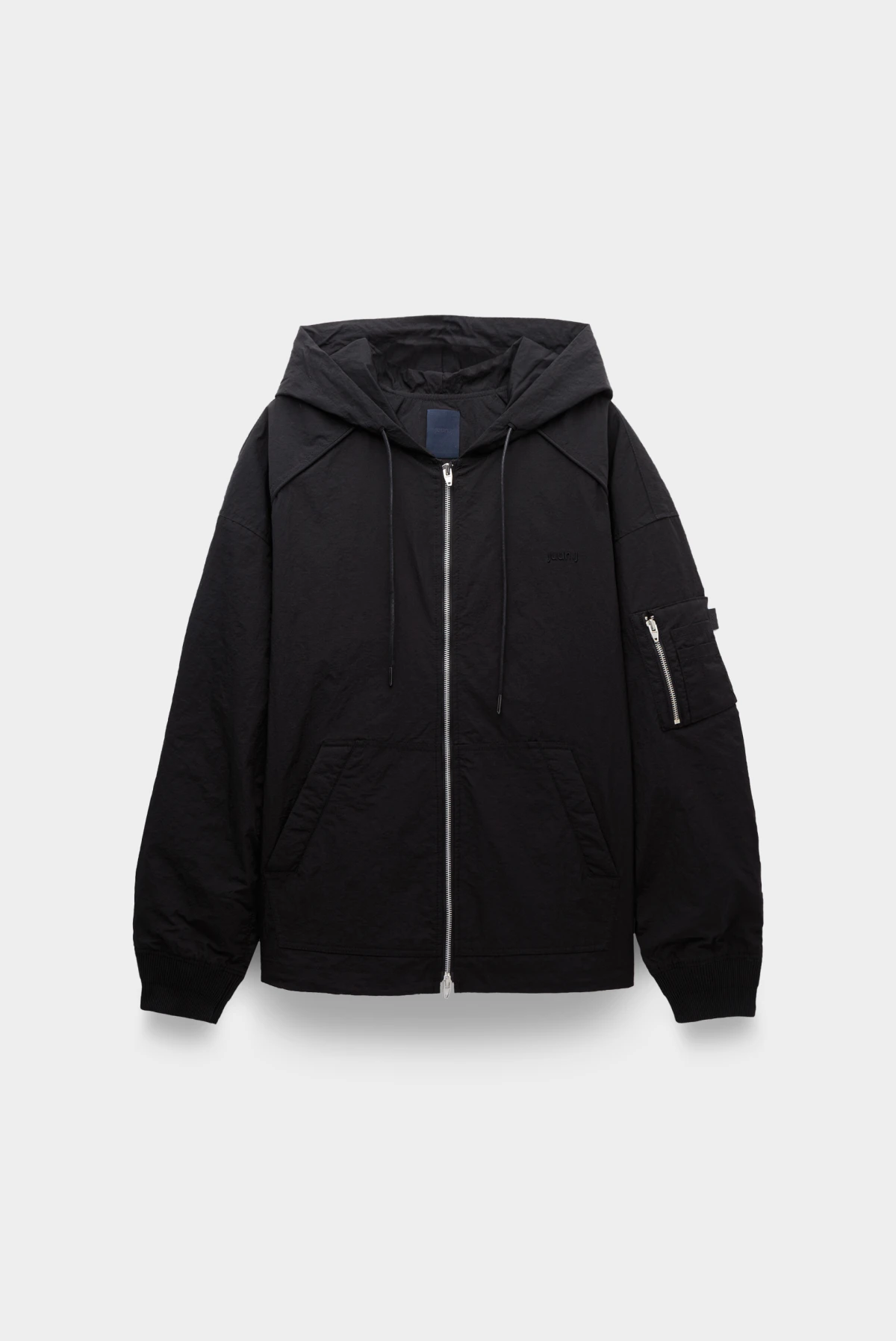 Худи Juun.J nylon puckering hoodie zip-up black 9676242017